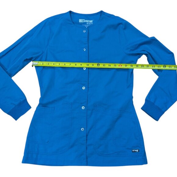 Grey's Anatomy Barco Women's Scrub Jacket Warm-Up Snap Up Galaxy Blue Sz Small - Picture 6 of 9
